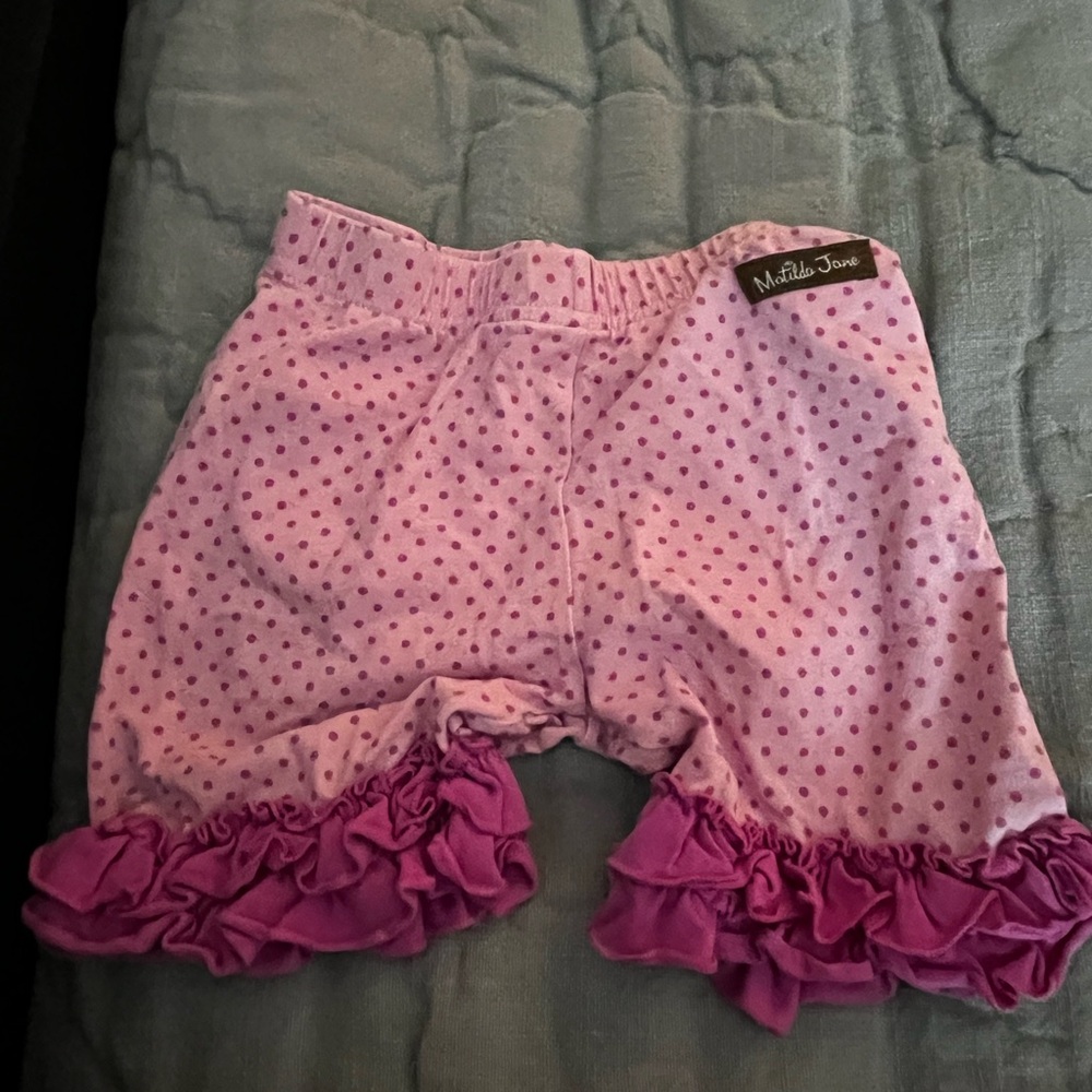Pink Polka Dot Ruffle Shorts